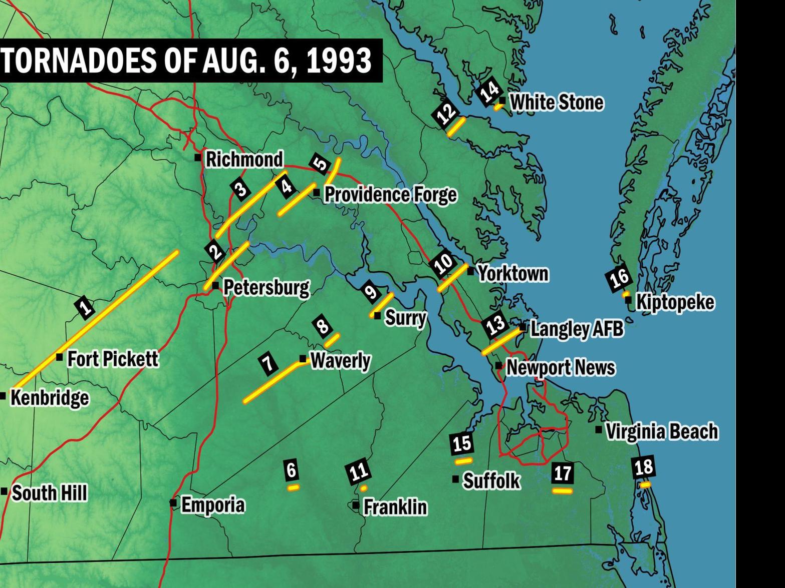 It Can Happen Here Virginia Still At Risk Of Violent Tornadoes 25 Years After The Tri Cities Disaster Weather Richmond Com