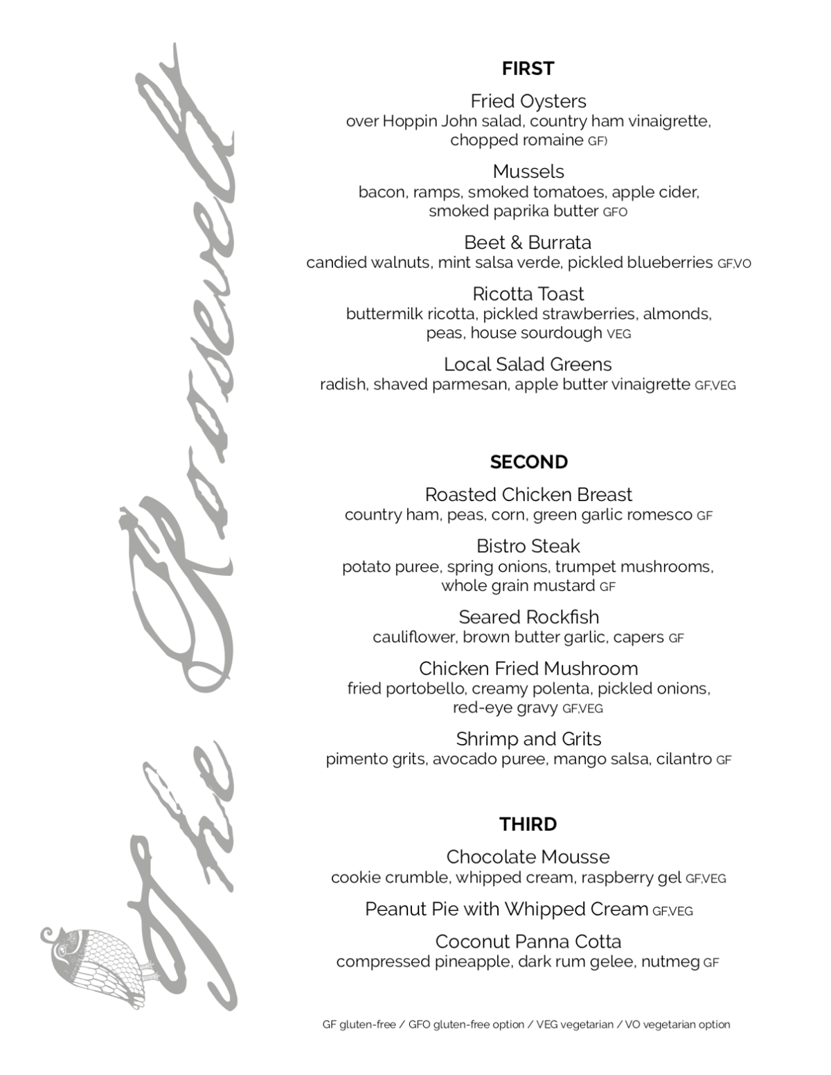 The Roosevelt Spring 2019 Richmond Restaurant Week menu Richmond