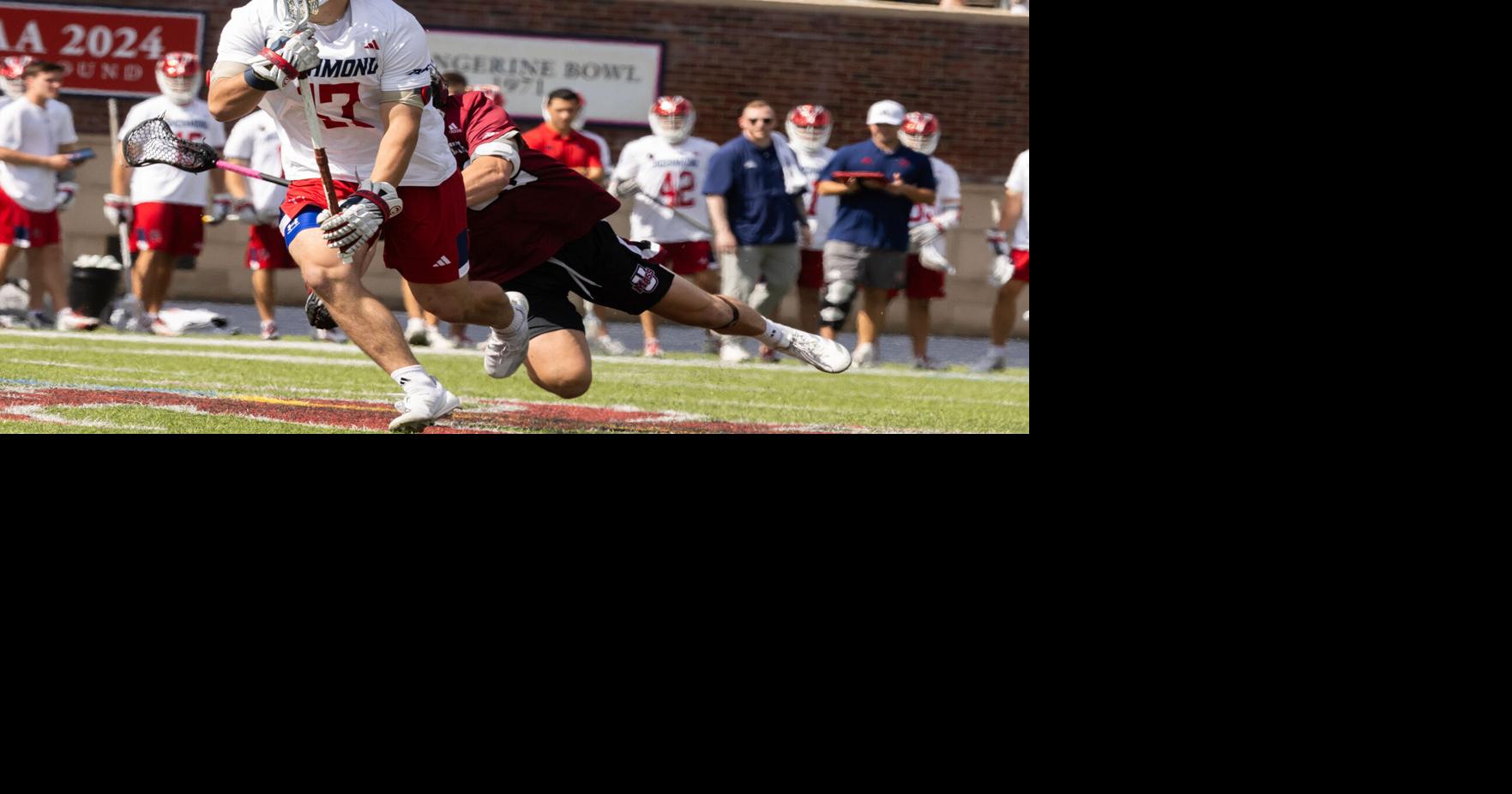 Spiders face-off guy Vince Gaylord shifted from football, which dad played at JMU