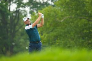 Padraig Harrington tees off on nine during the first round of the U.S. Senior Open at Scioto Country Club in Columbus on July 2,