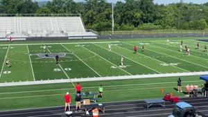 Kellam's Raegan Thompson scores opening goal of Class 5 girls soccer semifinal vs. Mills Godwin