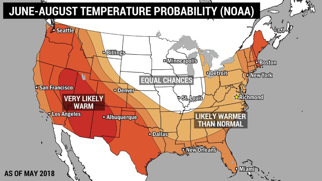 Summer outlook looks warmer and wetter than usual for Va. and the