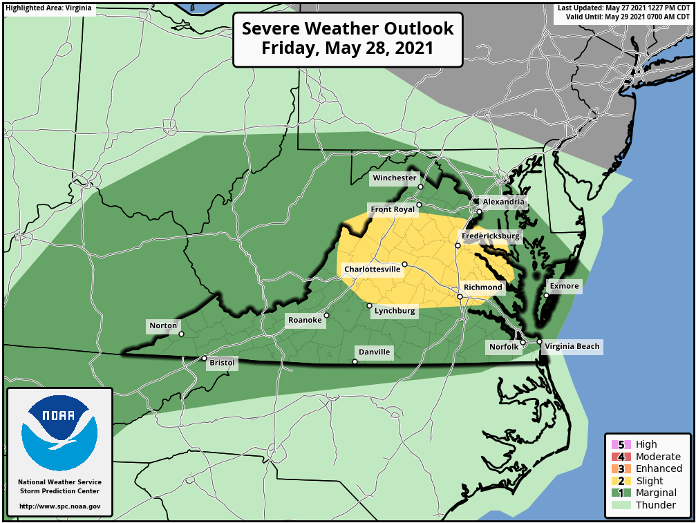 Severe storms possible in central Va. on Friday ahead of a big weekend ...