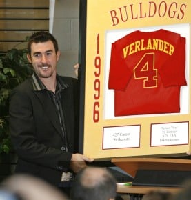 Justin Verlander 4 Goochland High School Bulldogs Red Baseball Jersey 3 —  BORIZ