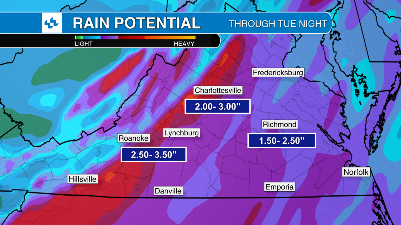 Richmond Weather: Heavy Rain, Possible Flooding Tuesday