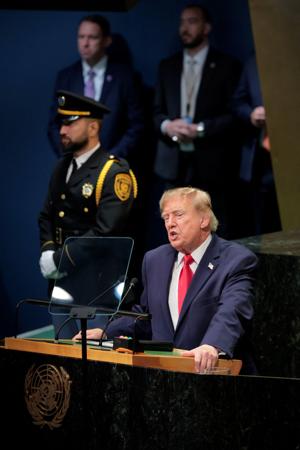 US President Donald Trump addresses the 81st United Nations General Assembly (UNGA), in New York City
