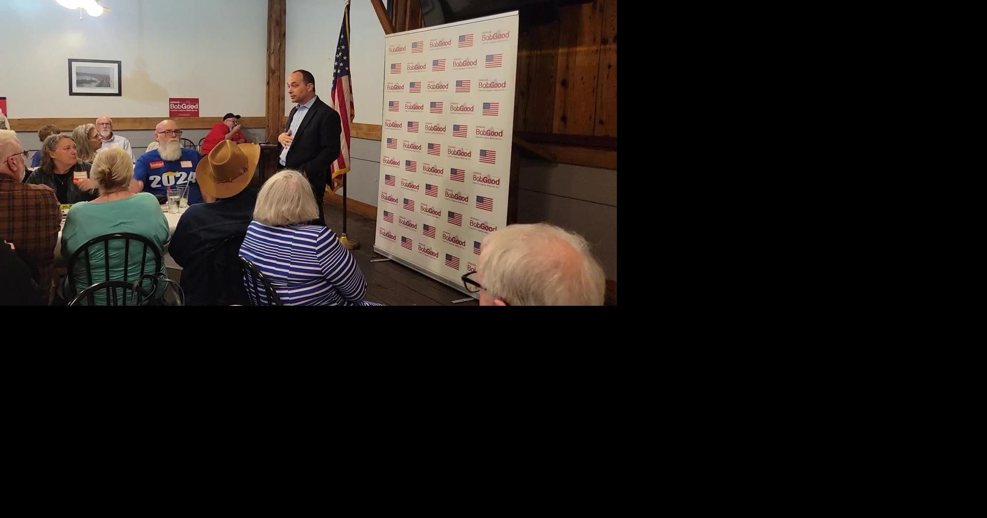 Rep. Bob Good, R-Va, speaks to a crowd in Farmville