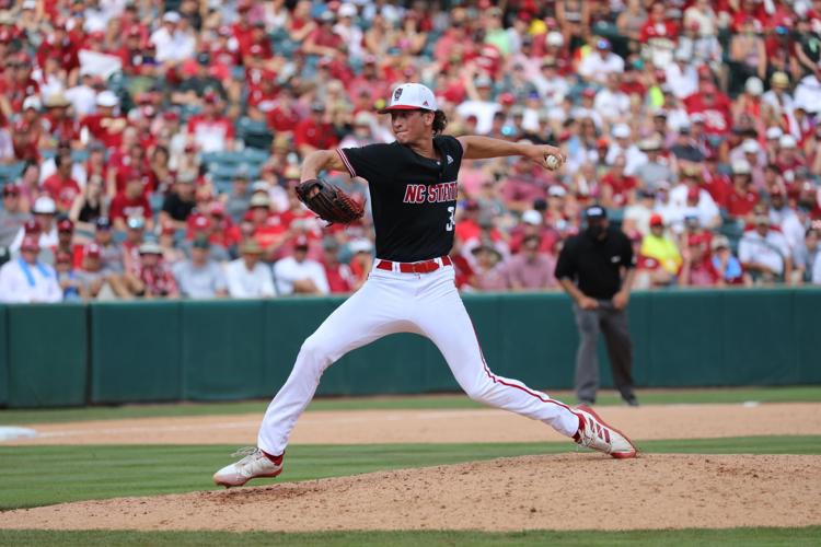 Evan Justice (Collegiate) pitched N.C. State over super regional humps,  into CWS