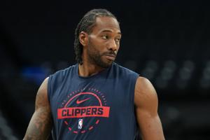 LA Clippers forward Kawhi Leonard (2) before the game against the Sacramento Kings at Golden 1 Center in Sacramento, California, on April 5, 2026.