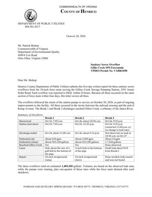 Henrico sewage spill report