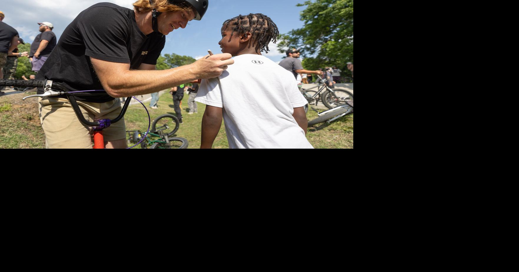 Ryan Nyquist rides with locals at Rumble in Richmond