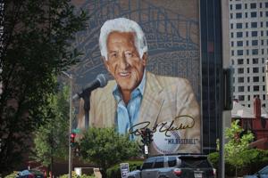 The downtown Milwaukee mural of longtime Milwaukee Brewers announcer Bob Uecker was completed June 12, 2026.
