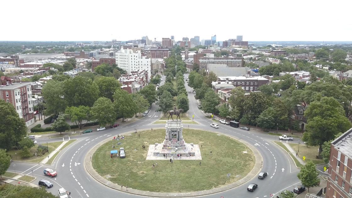 VIDEO Aerial views of Confederate monuments on Monument Avenue Local