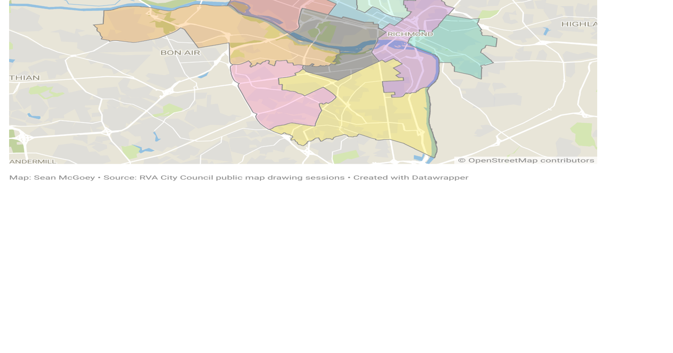 Richmond City Council districts under Demonstration Map 2