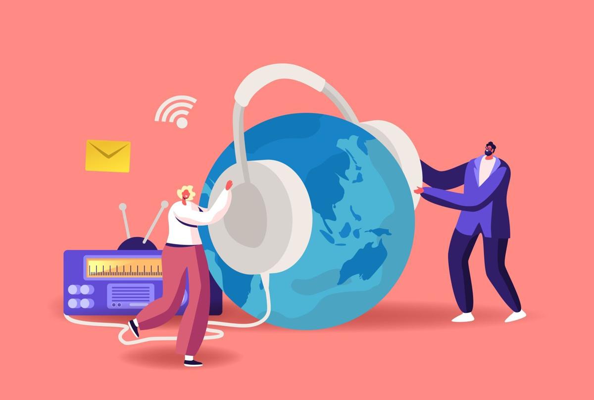 Globe with headphones