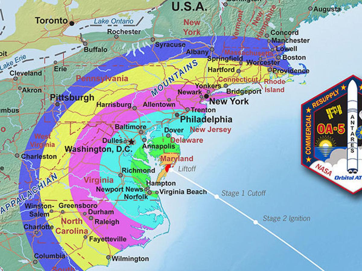 Tonight S Rocket Launch Will Be Visible In Richmond Richmond Local News Richmond Com Wallops Launch Viewing Map