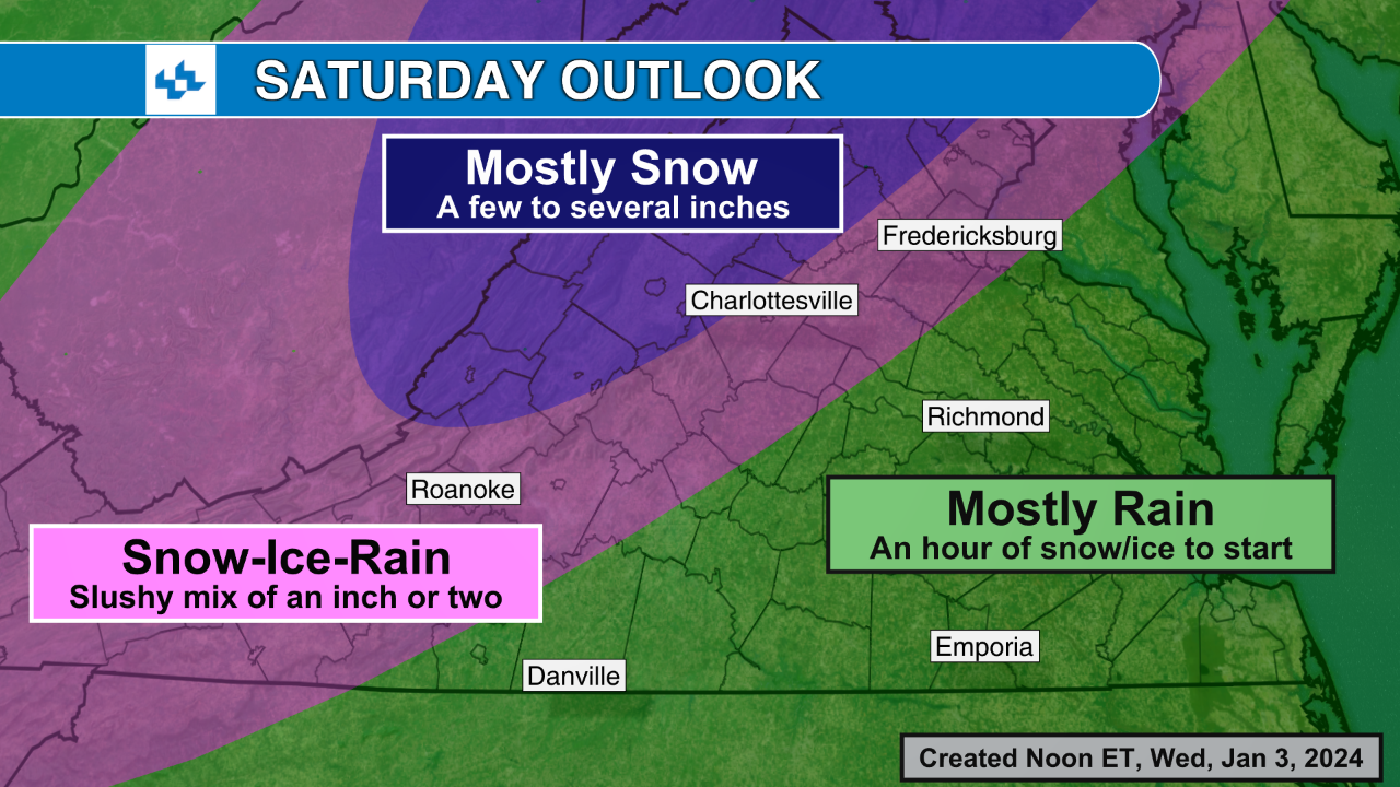 Weekend winter storm starts colder, wetter weather in VA
