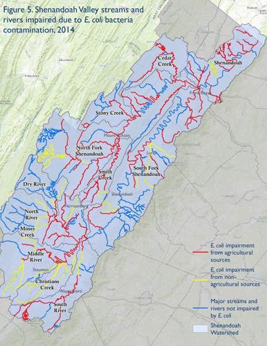 Segments of Shenandoah Valley waterways impaired by bacteria