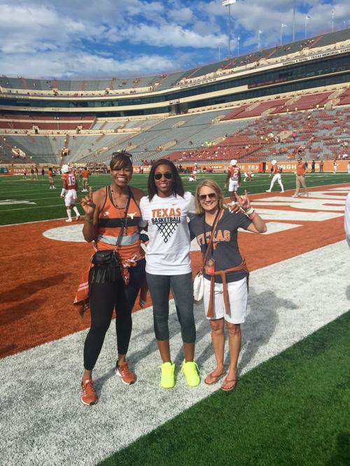 Megan Walker Poses With Texas Coaches Karen Aston And Tina