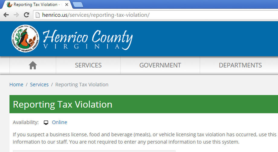 Henrico launches online reporting for tax, other violations