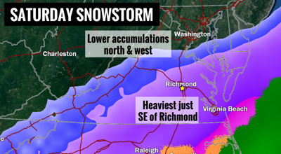 2 P M Update 4 Inch Plus Snowfall Still On Track For Richmond