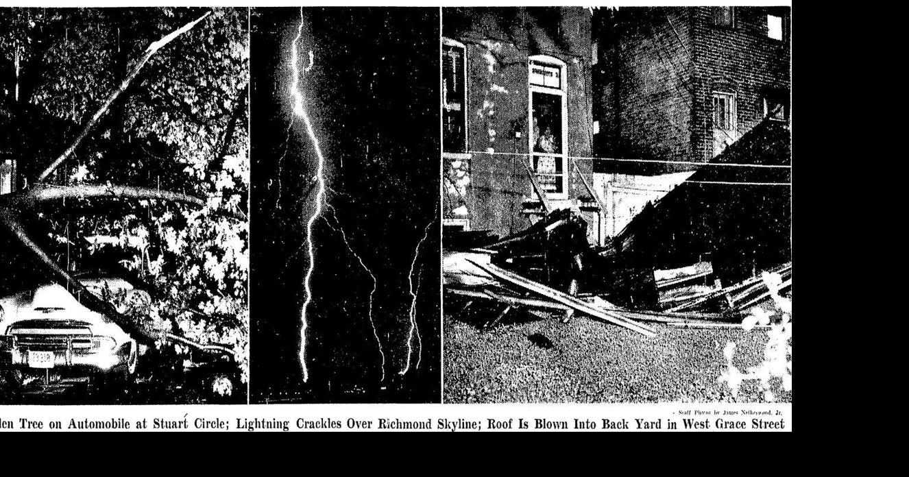 A 1952 electrical storm tore roofs off houses and started 100 fires