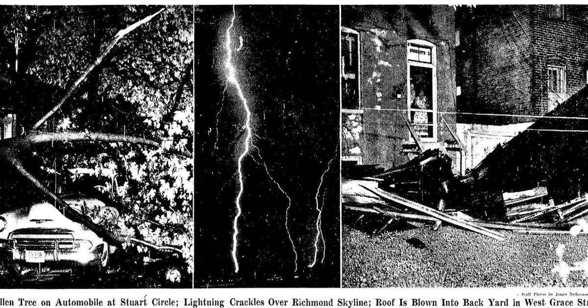 A 1952 electrical storm tore roofs off houses and started 100 fires