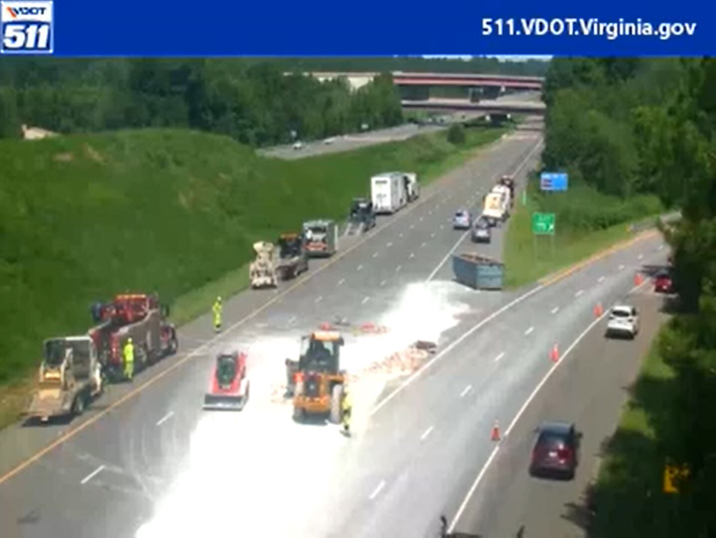 Cement spill backs up traffic on I-64 in Goochland