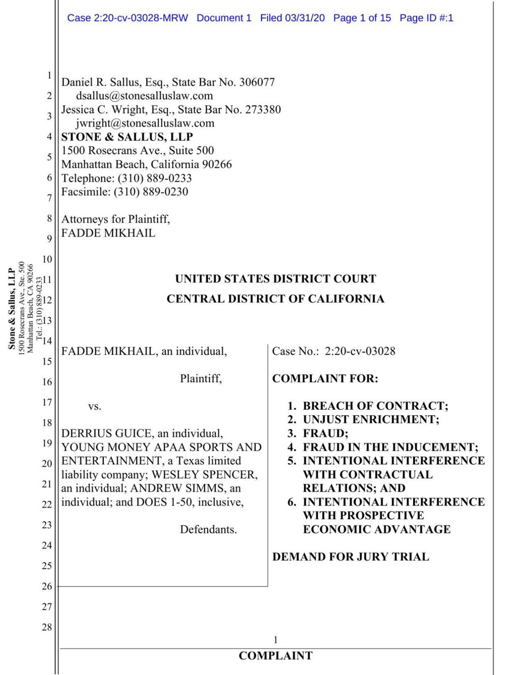 Former Agent Sues Redskins Running Back Derrius Guice For 500 000
