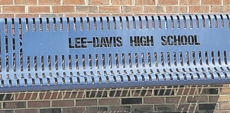 Bench in front of Lee-Davis High School