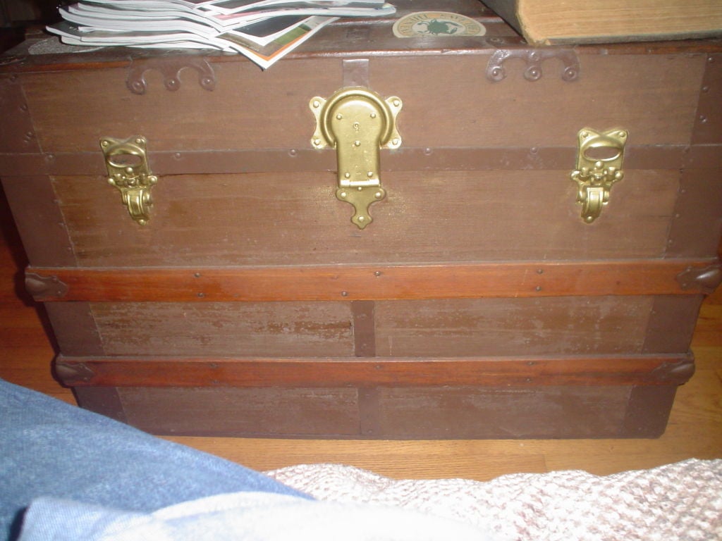 Pair of Metal and Wood Trunks
