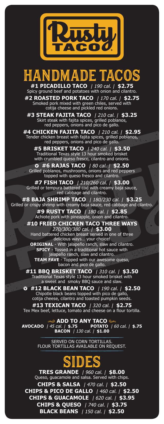 Rusty Taco Menu