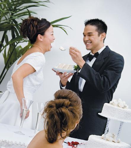 Cake Cutting Bride and Groom