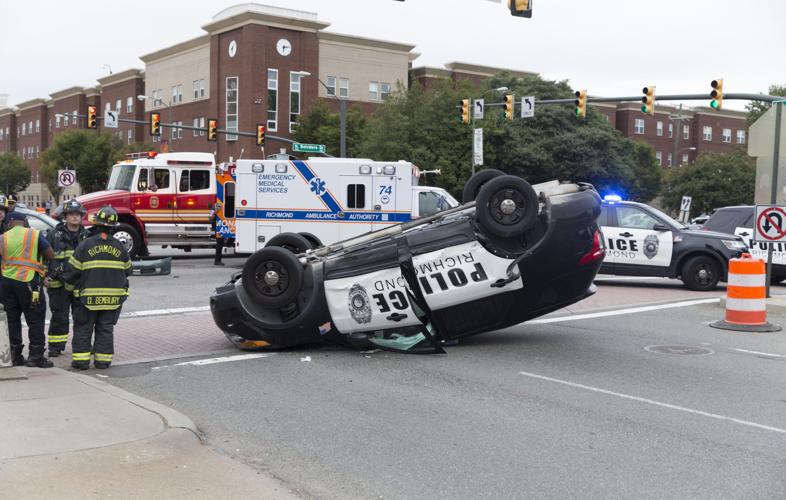 Police Car Flipped In Crash In Downtown Richmond 9731