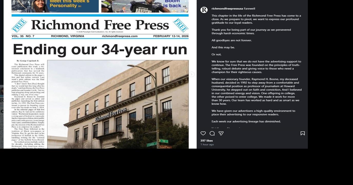 Richmond Free Press to shut down after 34 years in operation