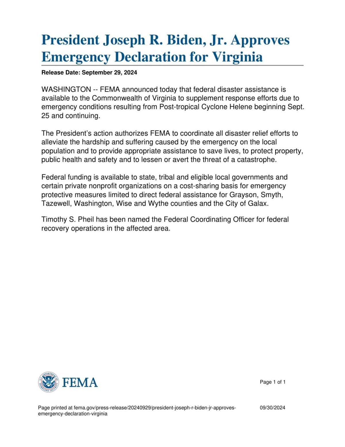 Biden emergency declaration