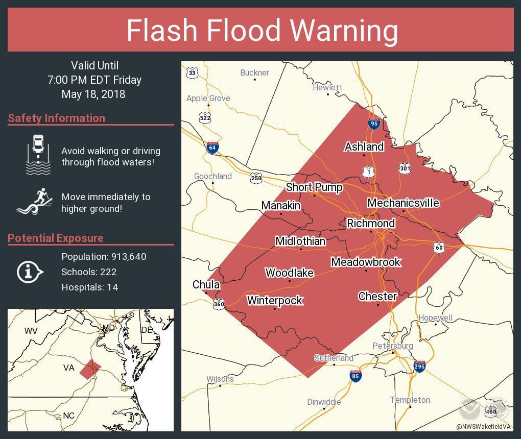 Flash flood warning for Richmond metro area until 7PM | Weather ...