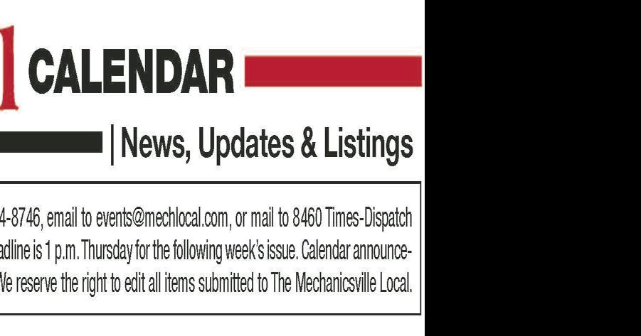 The Mechsville Local calendar of events - week of 2/9/2