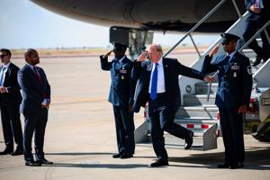 U.S. President Trump arrives in Dallas to atttend the Republican National Midterm Convention