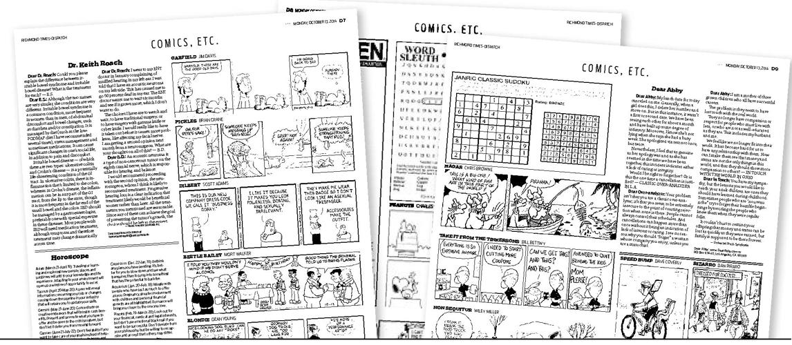 TIMES-DISPATCH ADDING NEW COMIC STRIPS, PUZZLE