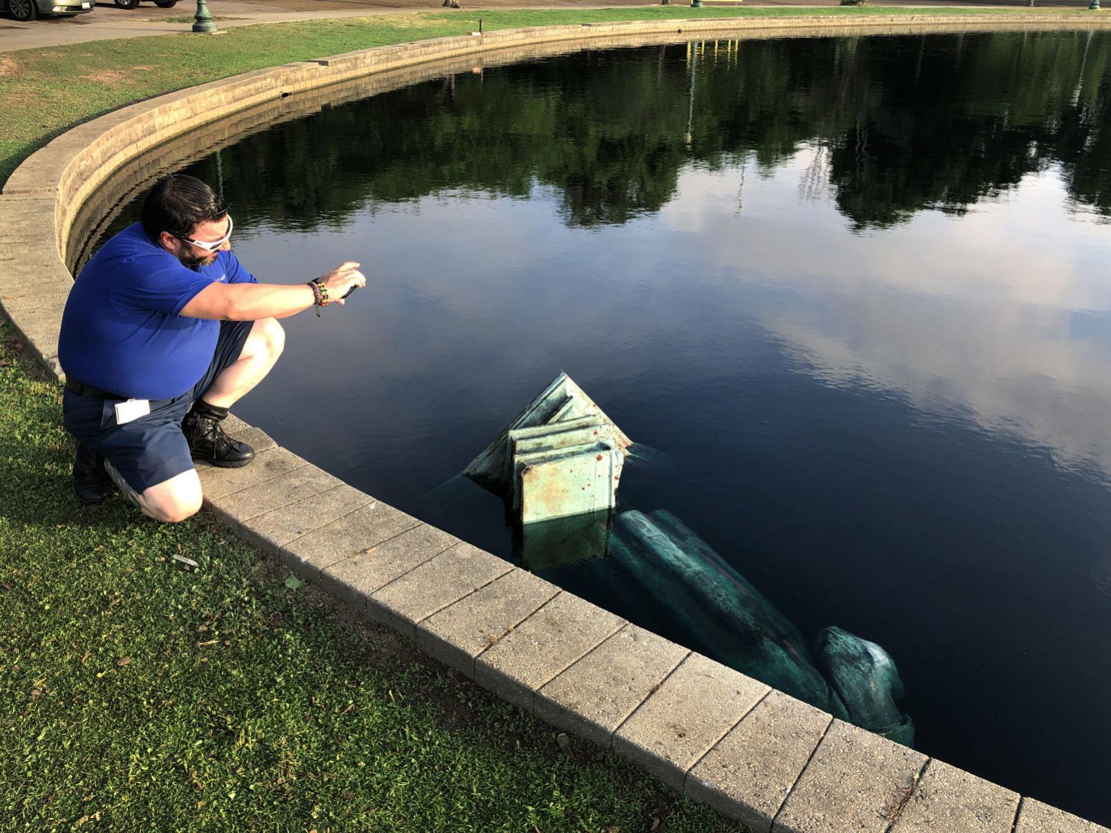 Columbus Statue Removed From Lake Wednesday After It Was Torn Down