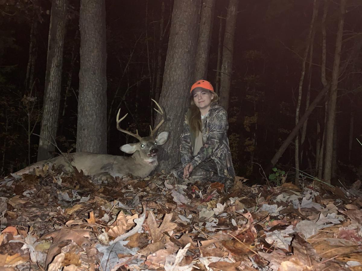 Lainey Brown with her buck - Ryan Brown photo