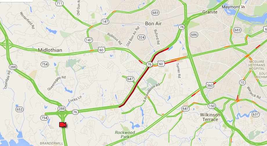 TRAFFIC ALERT: Crash on Powhite near Midlothian causing backup