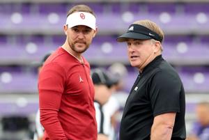 Lincoln Riley (left) and Gary Patterson's paths crossed routinely in the Big 12. Now, Riley has brought Patterson to USC to run the Trojans' defense.