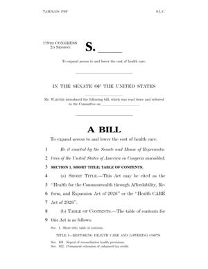 Warner's health care bill