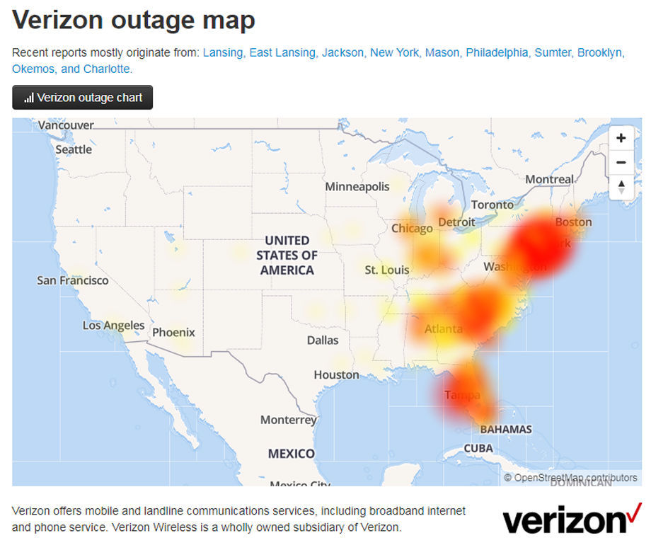 UPDATE Verizon texting outage resolved after 'tons' of East Coast