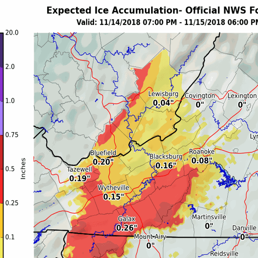 Winter Storm Warning Issued For Potentially Damaging Ice Near