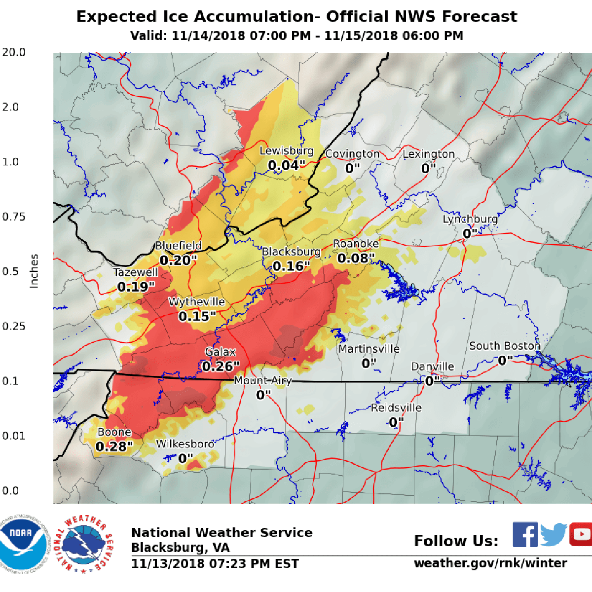 Winter Storm Warning Issued For Potentially Damaging Ice Near