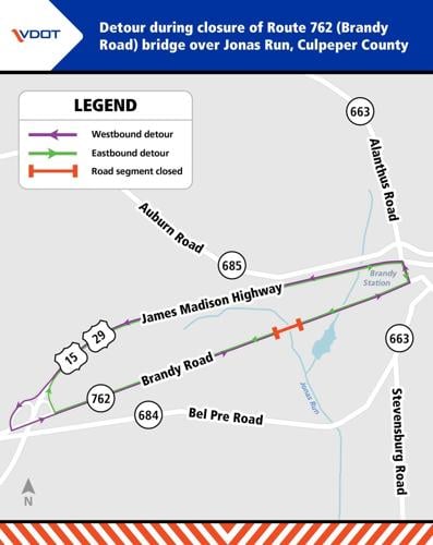 Brandy Road in Culpeper County to close for bridge repairs
