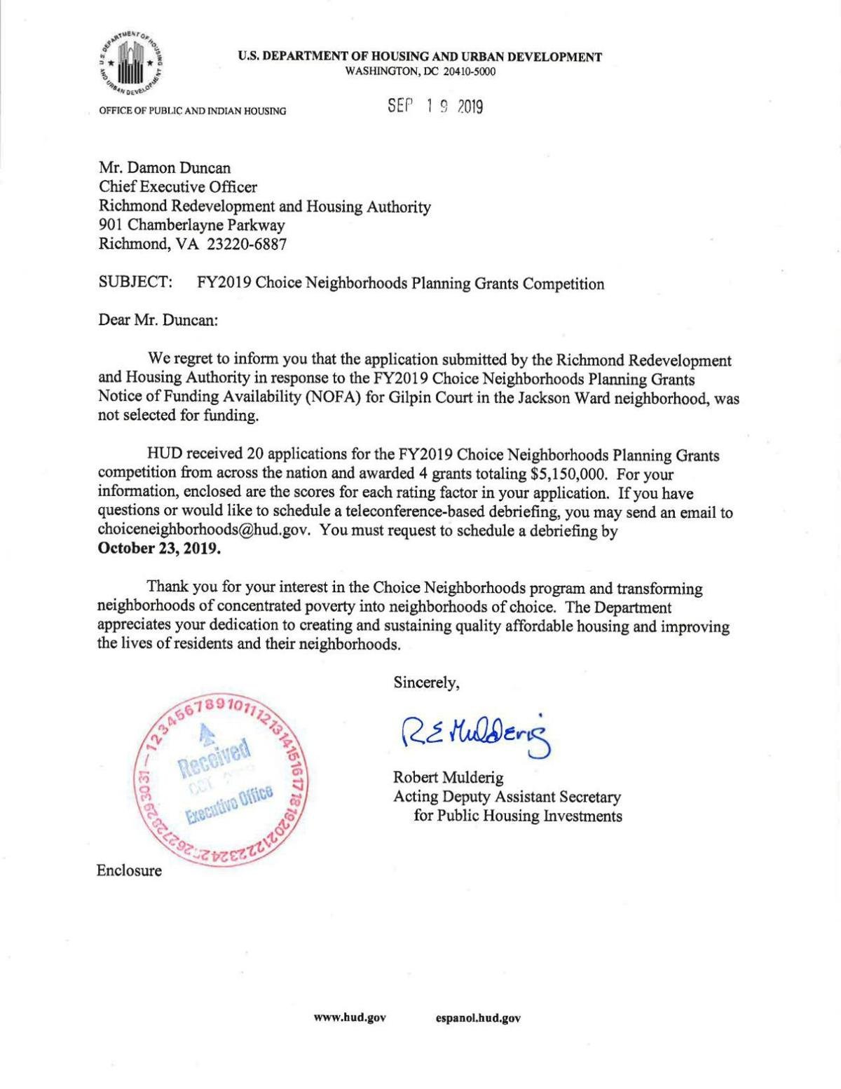 HUD letter